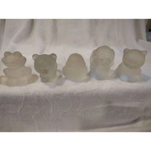 Paperweight Animals Vintage Goebel German Frosted Glass Set Of 5